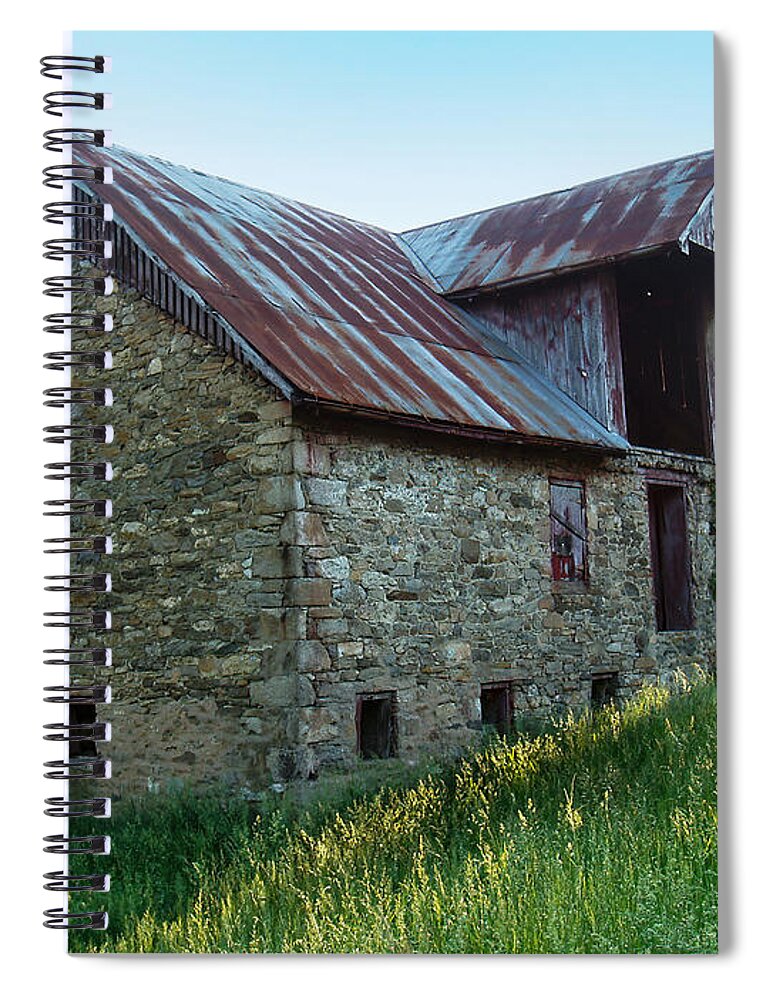 Barn Spiral Notebook featuring the photograph An Old, Abandoned, Maryland Stone Barn by L Bosco