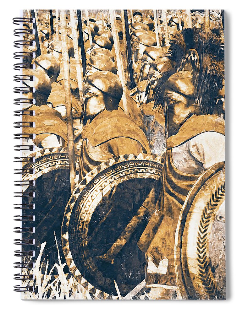 Greek Warrior Spiral Notebook featuring the painting Ancient Greek Hoplite - 03 by AM FineArtPrints