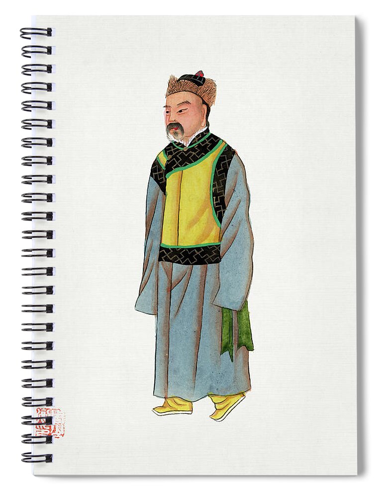 Vintage Spiral Notebook featuring the painting Ancient Mongolian costume by Vintage Chinese Clothing