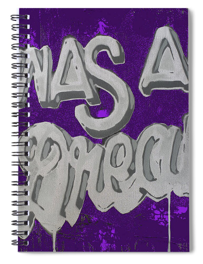  Spiral Notebook featuring the mixed media And if you don't know, now you know purple version by SORROW Gallery