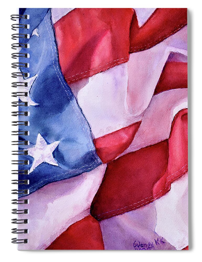 Flag Spiral Notebook featuring the painting and Justice for all by Wendy Keeney-Kennicutt