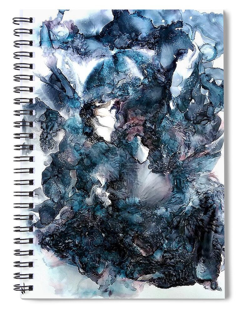 Soft Spiral Notebook featuring the painting And when she rises... by Angela Marinari