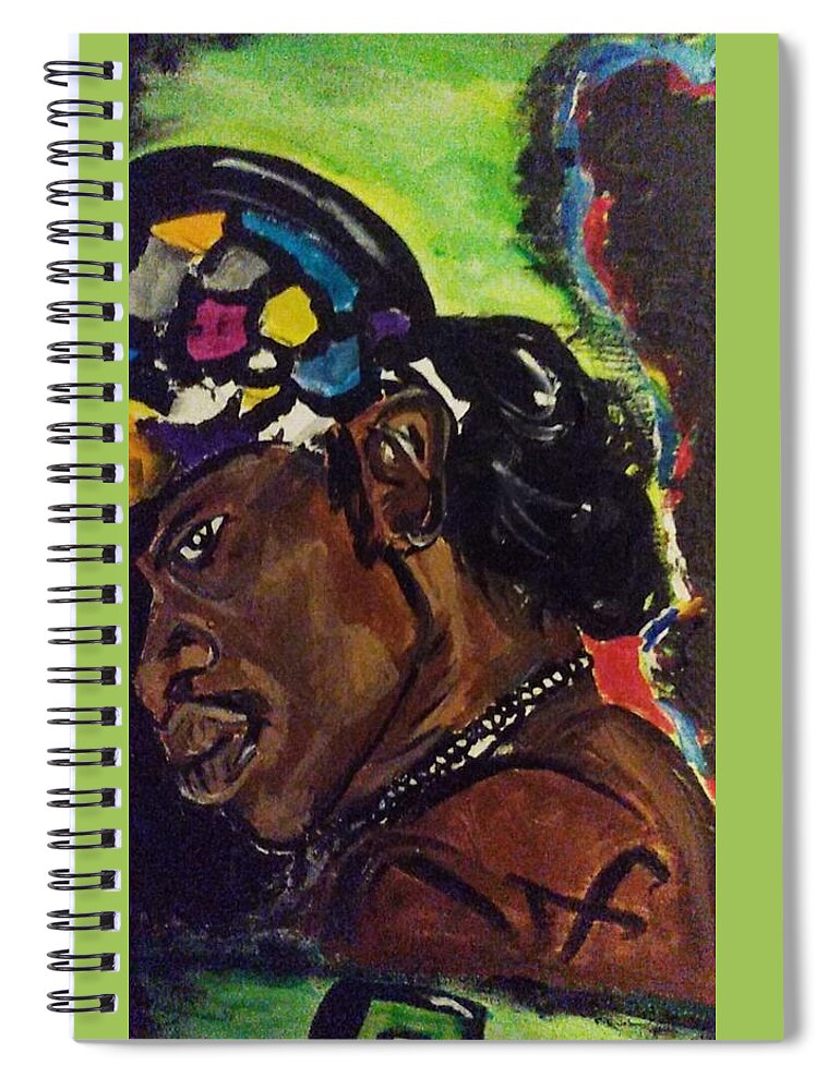 Music Art Different Love Joy Color Art Black Art Artist Spiral Notebook featuring the painting Andre Outkast by Shemika Bussey