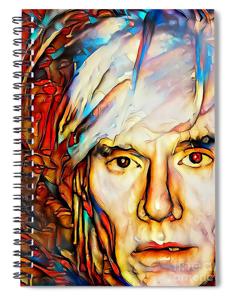 Wingsdomain Spiral Notebook featuring the photograph Andy Warhol 15 Minutes of Fame in Vibrant Contemporary Primitivism Colors 20200712 by Wingsdomain Art and Photography