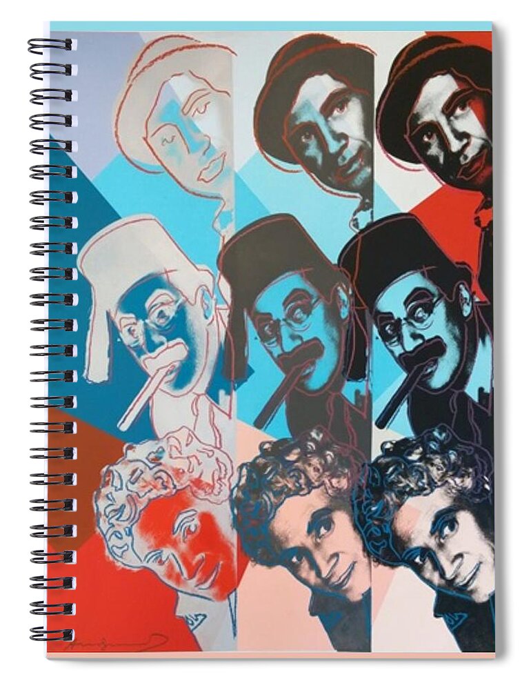 Andy Warhol Spiral Notebook featuring the photograph Andy Warhol The Marx Brothers by Rob Hans