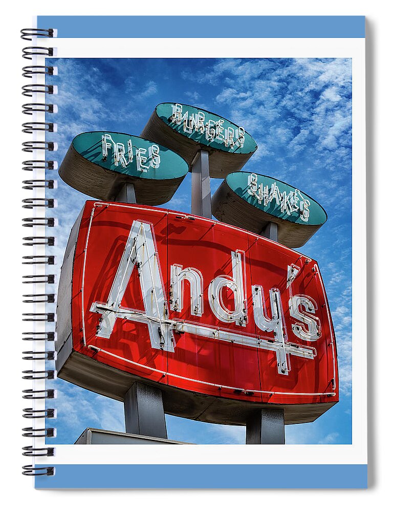 Andy's Spiral Notebook featuring the photograph Andy's Igloo Drive In by ARTtography by David Bruce Kawchak