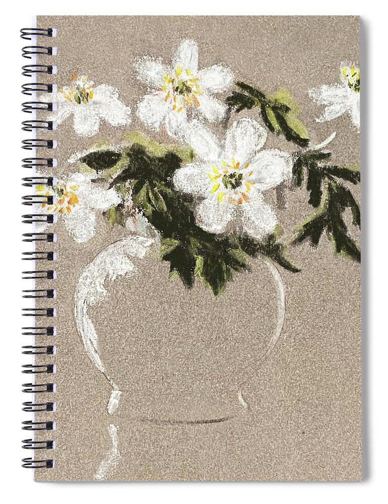 Flower Spiral Notebook featuring the pastel Anemone Pastel by Masha Batkova