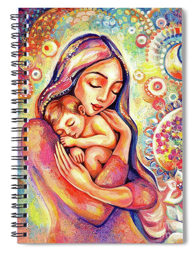 Mother And Child Spiral Notebook featuring the painting Angel Dream by Eva Campbell