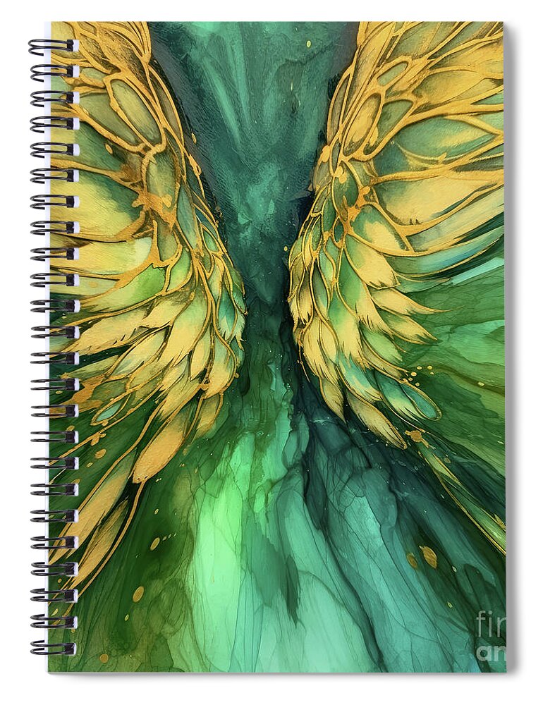 Angel Spiral Notebook featuring the painting Saint Raphael by Tina LeCour