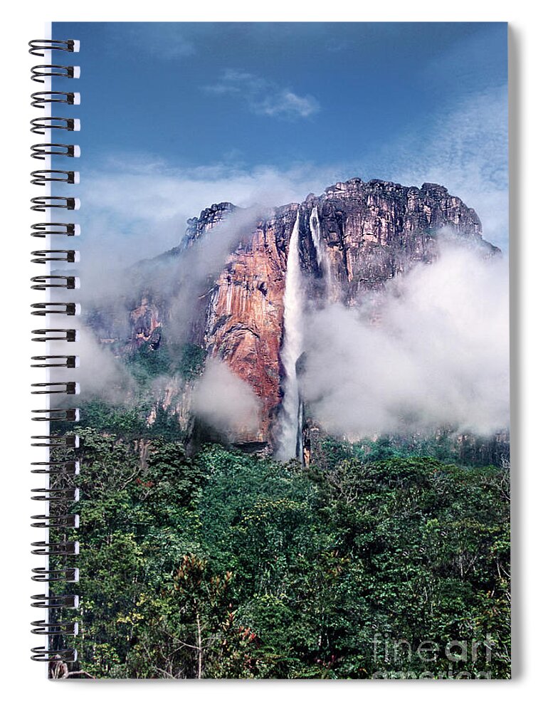 Dave Welling Spiral Notebook featuring the photograph Angel Falls In Mist Canaima National Park Venezuela by Dave Welling