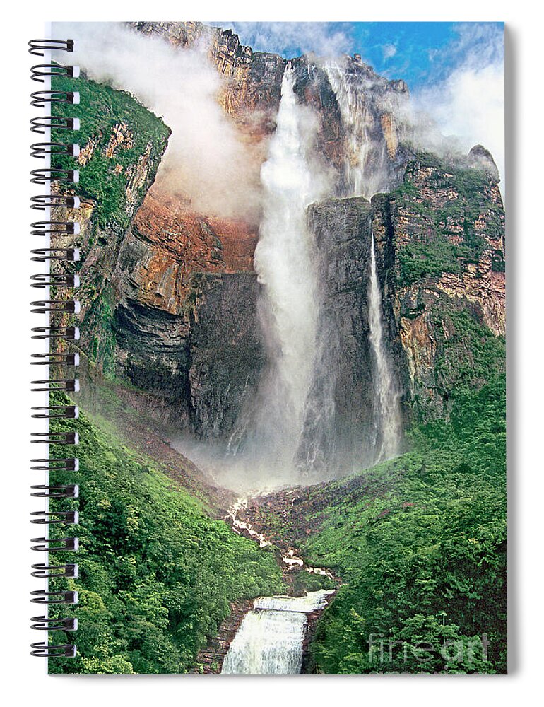 Angel Falls Spiral Notebook featuring the photograph Angel Falls in Venezuela by Dave Welling