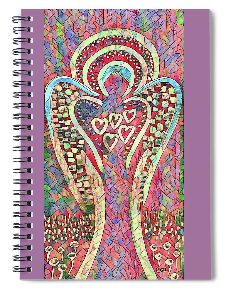 Angel Spiral Notebook featuring the painting Angel in the Forest at Sunset by Corinne Carroll