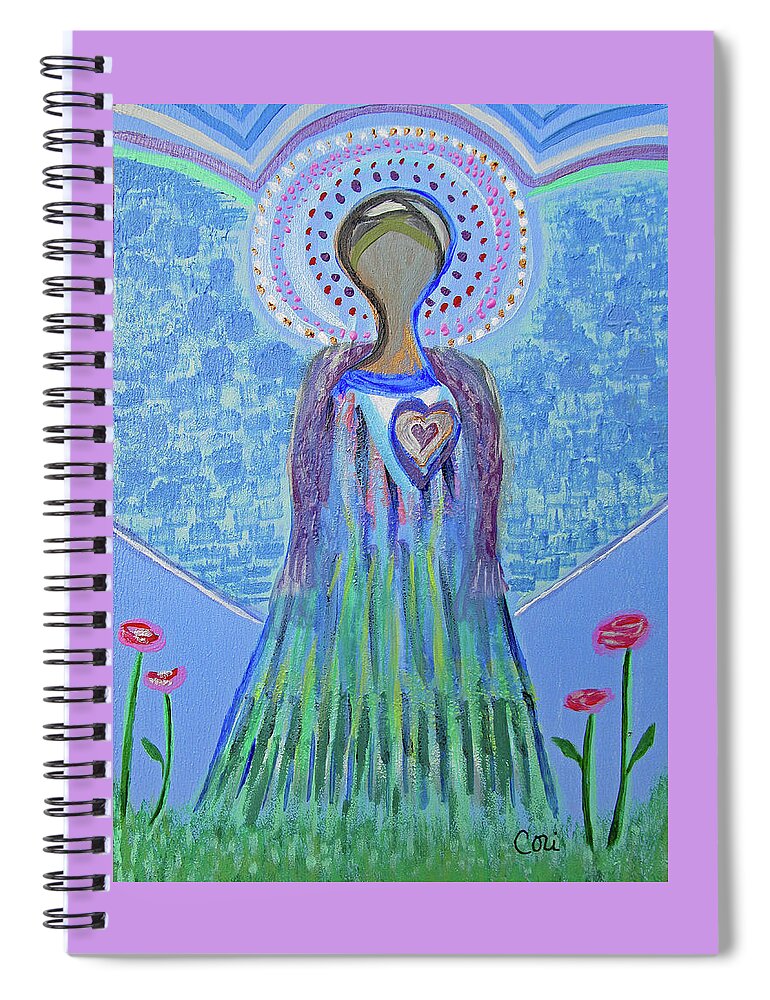 Angel Spiral Notebook featuring the painting Angel Lady by Corinne Carroll