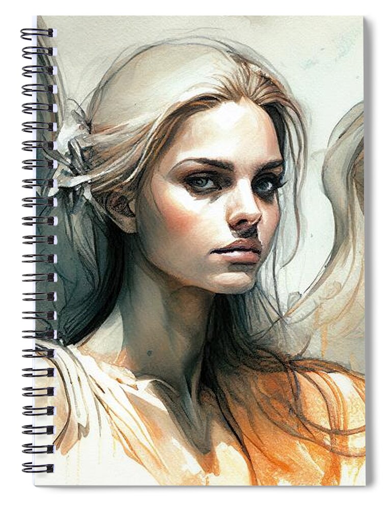 Angel Spiral Notebook featuring the painting Angel No.18 by My Head Cinema