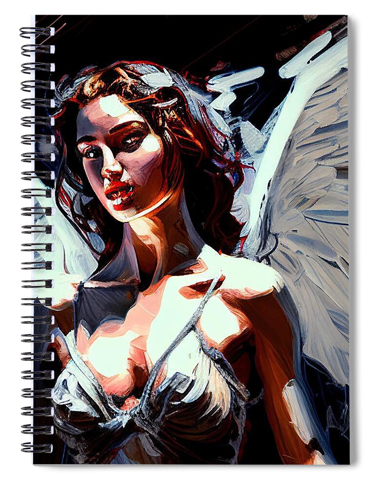 Angel Spiral Notebook featuring the painting Angel No.4 by My Head Cinema