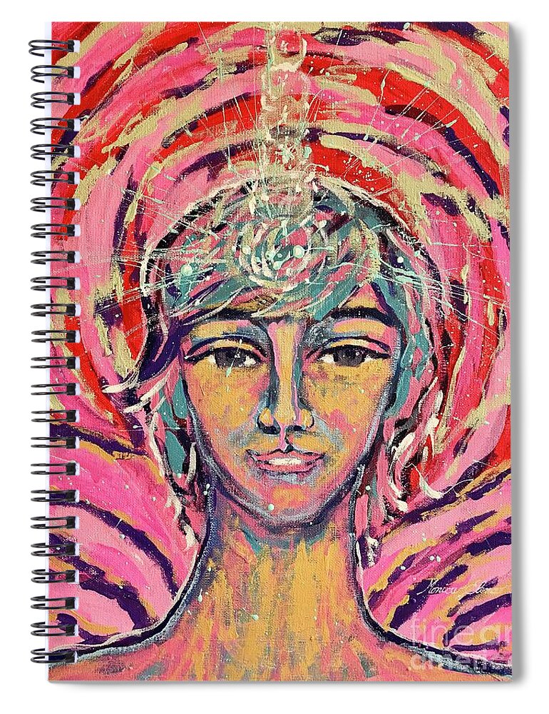 Portrait Spiral Notebook featuring the painting Angel Seraph Jeliel, Love and wisdom by Monica Elena
