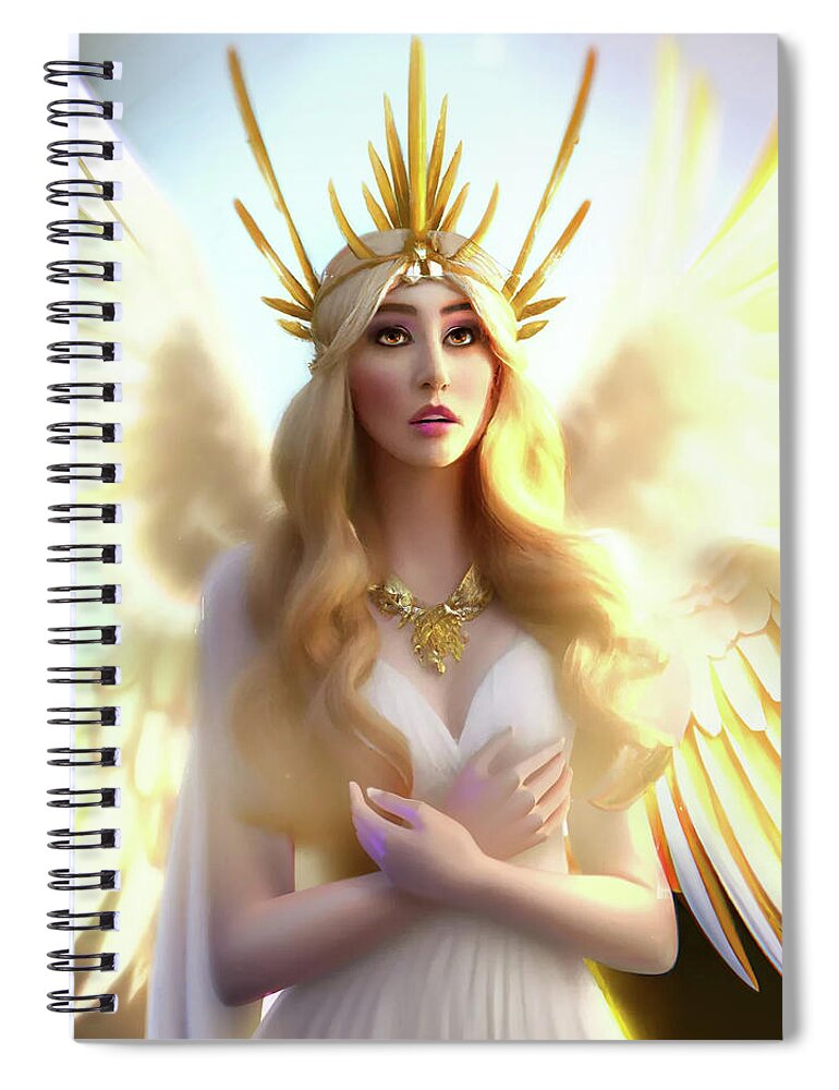 Healer Spiral Notebook featuring the mixed media Angel Seraph by Shawn Dall
