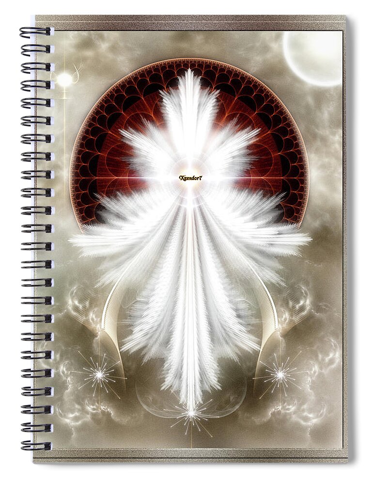 Angel Spiral Notebook featuring the digital art Angel Wings Snowflake Fractal Art by Rolando Burbon