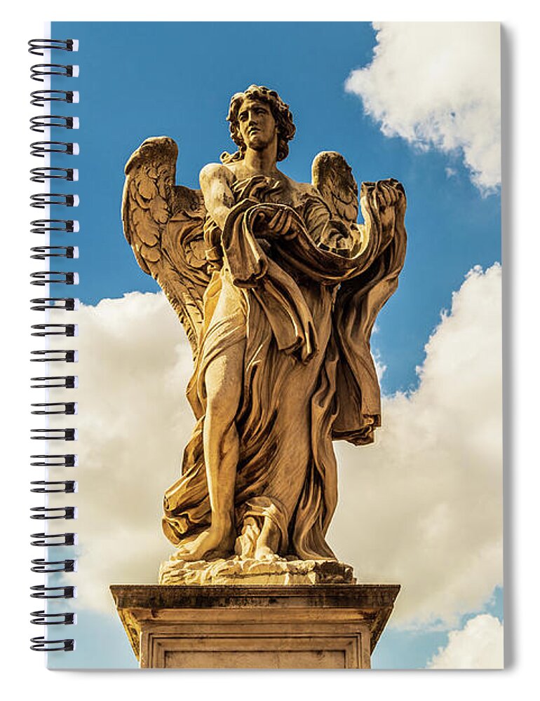 Ponte Sant'angelo Spiral Notebook featuring the photograph Angel with the Garment and Dice by Fabiano Di Paolo