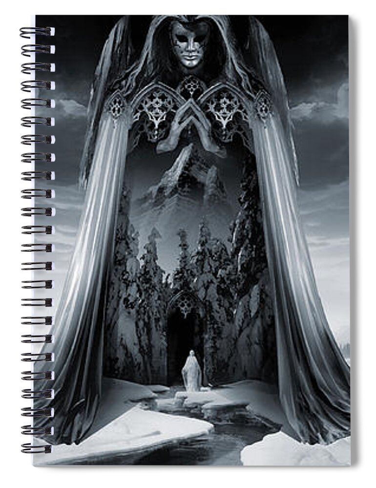  Fallen Angel Demon Religion Faith Skull Death Angels Deities Spiral Notebook featuring the digital art Angels of Infinity Light Mercy by George Grie
