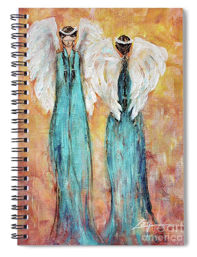 Angels Spiral Notebook featuring the painting Angels by Zan Savage