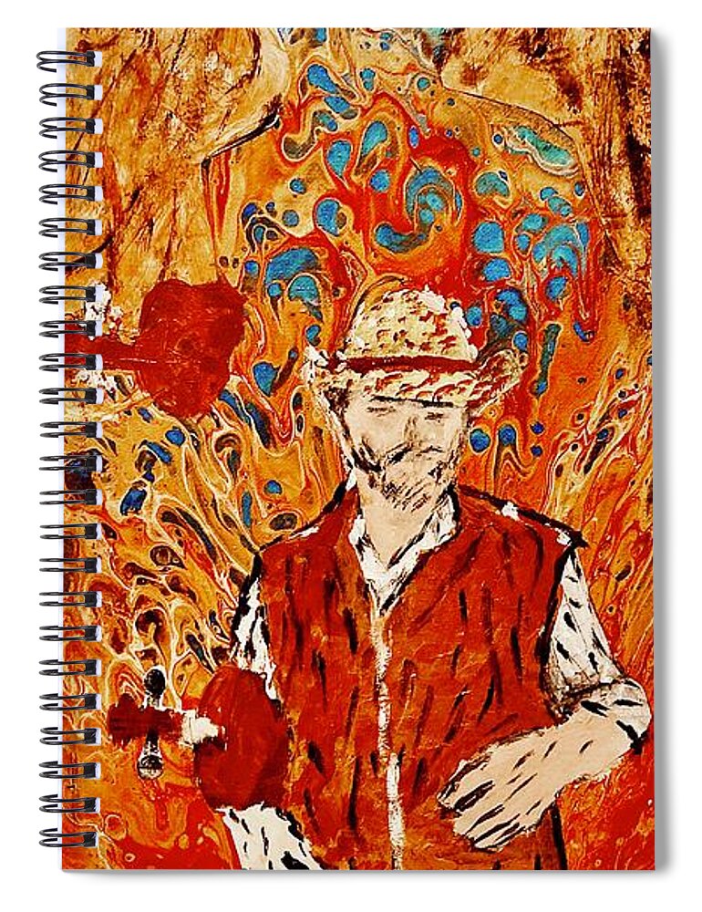 Paintings Of Cowboys Spiral Notebook featuring the painting Anger Grief by Bencasso Barnesquiat