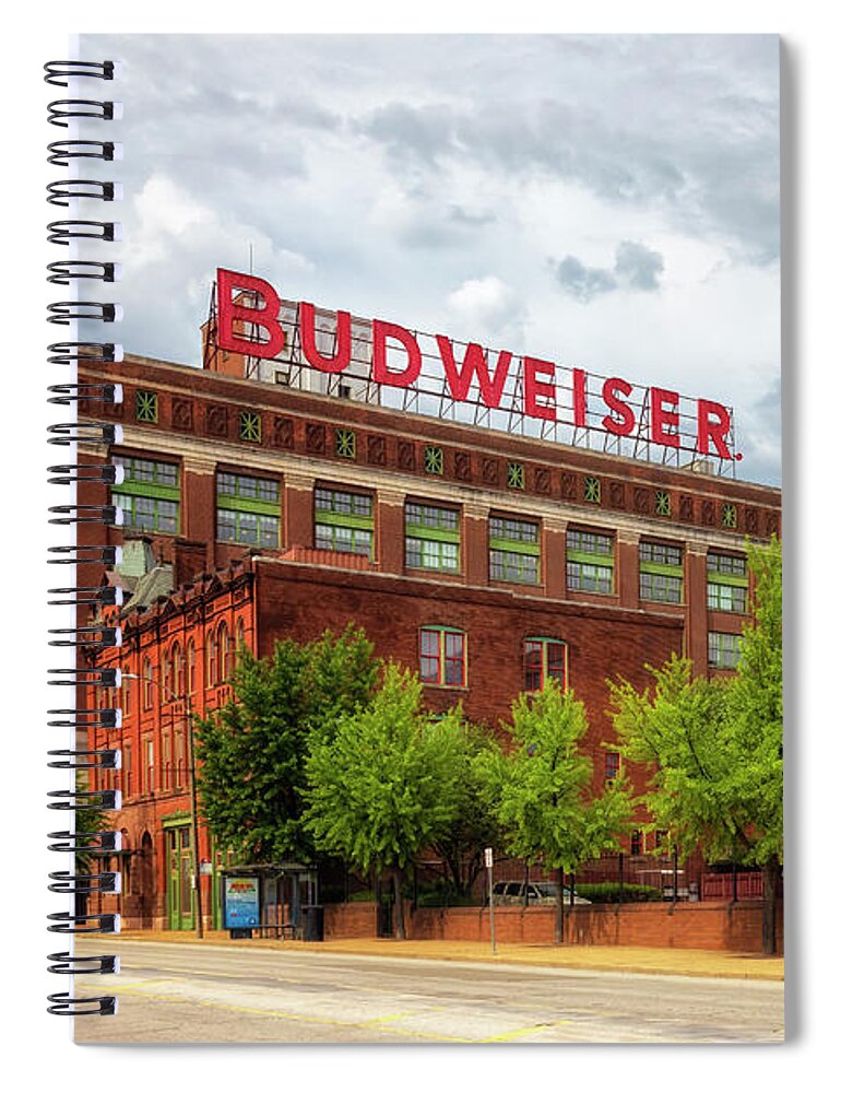 Anheuser Busch Brewery Spiral Notebook featuring the photograph Anheuser Busch - Budweiser Sign - St Louis by Susan Rissi Tregoning