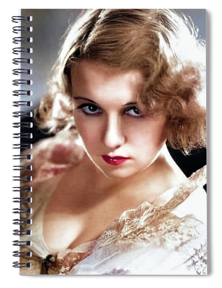 Anita Page Portrait Spiral Notebook featuring the digital art Anita Page Portrait by Chuck Staley