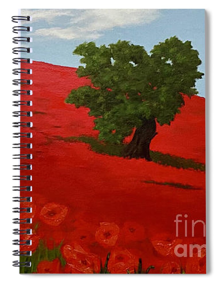 Red Poppies Spiral Notebook featuring the mixed media Annamaria's Poppies by Wendy Golden