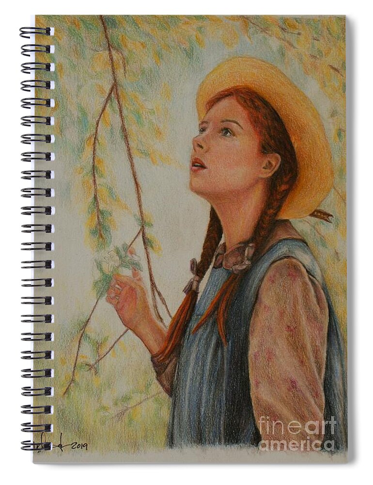 Anne Shirley Spiral Notebook featuring the drawing Anne of Green Gables by Christine Jepsen