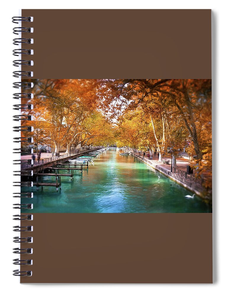 Annecy Spiral Notebook featuring the photograph Annecy France Idyllic Canal du Vasse by Carol Japp