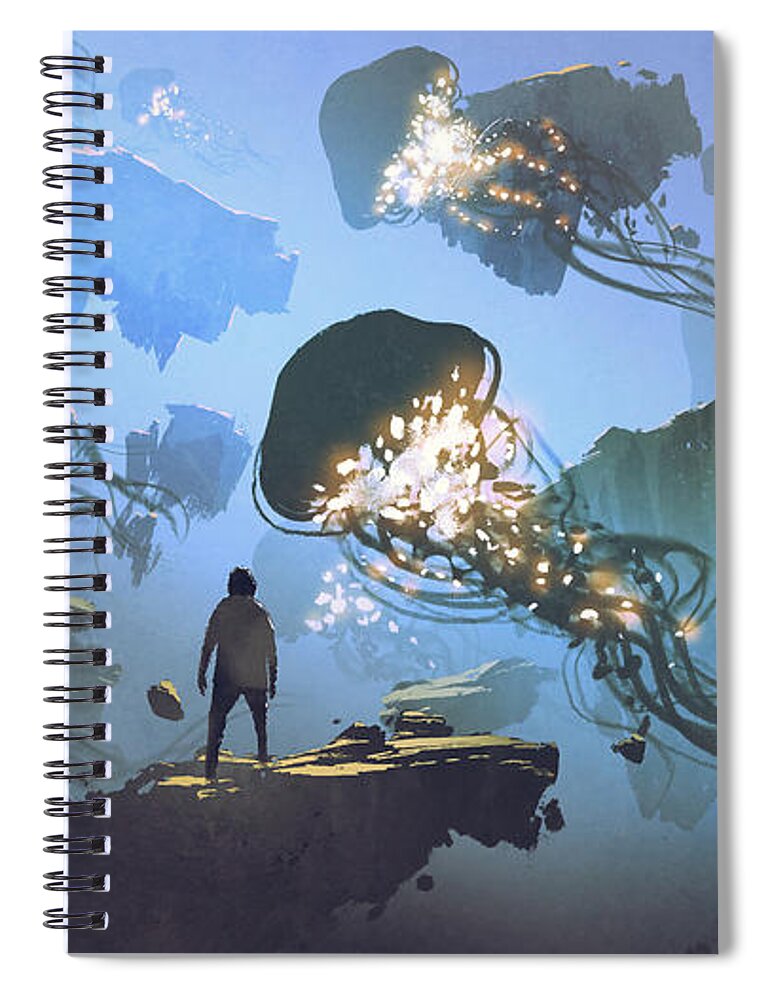 Illustration Spiral Notebook featuring the painting Another surreal world by Tithi Luadthong