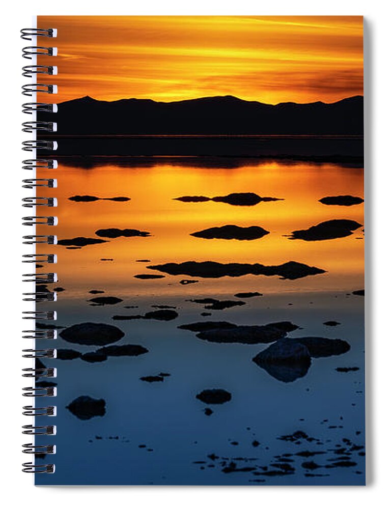 Utah Spiral Notebook featuring the photograph Antelope Island Sunset by Michael Ash