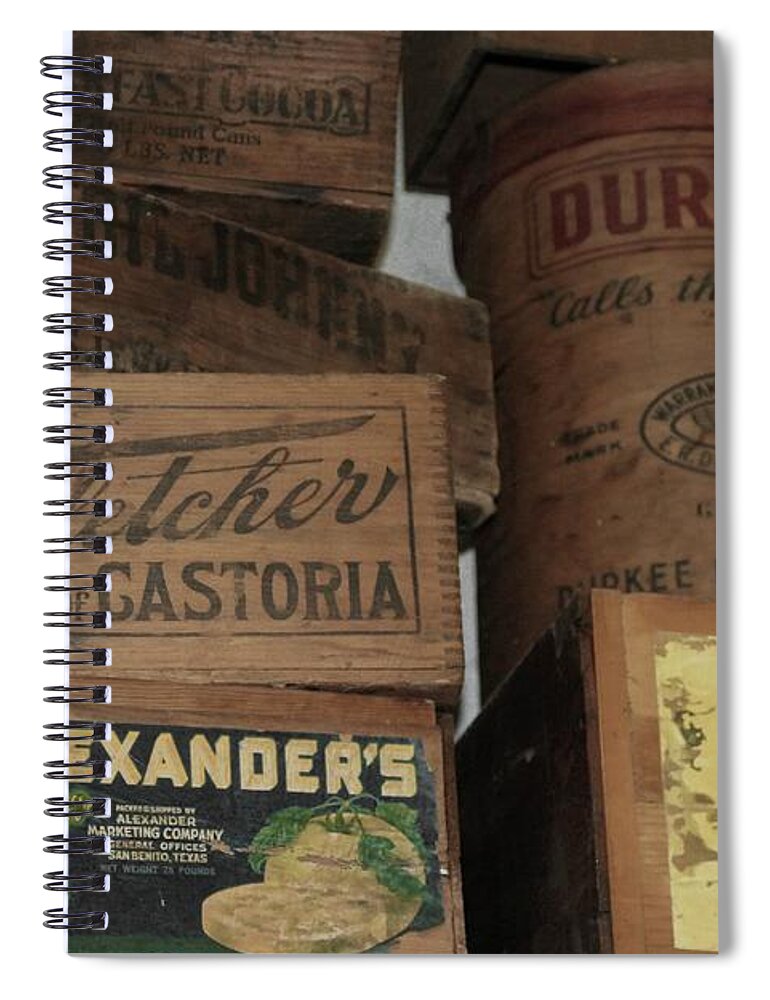 Antique Crates Spiral Notebook featuring the photograph Antique Crates by Benanne Stiens