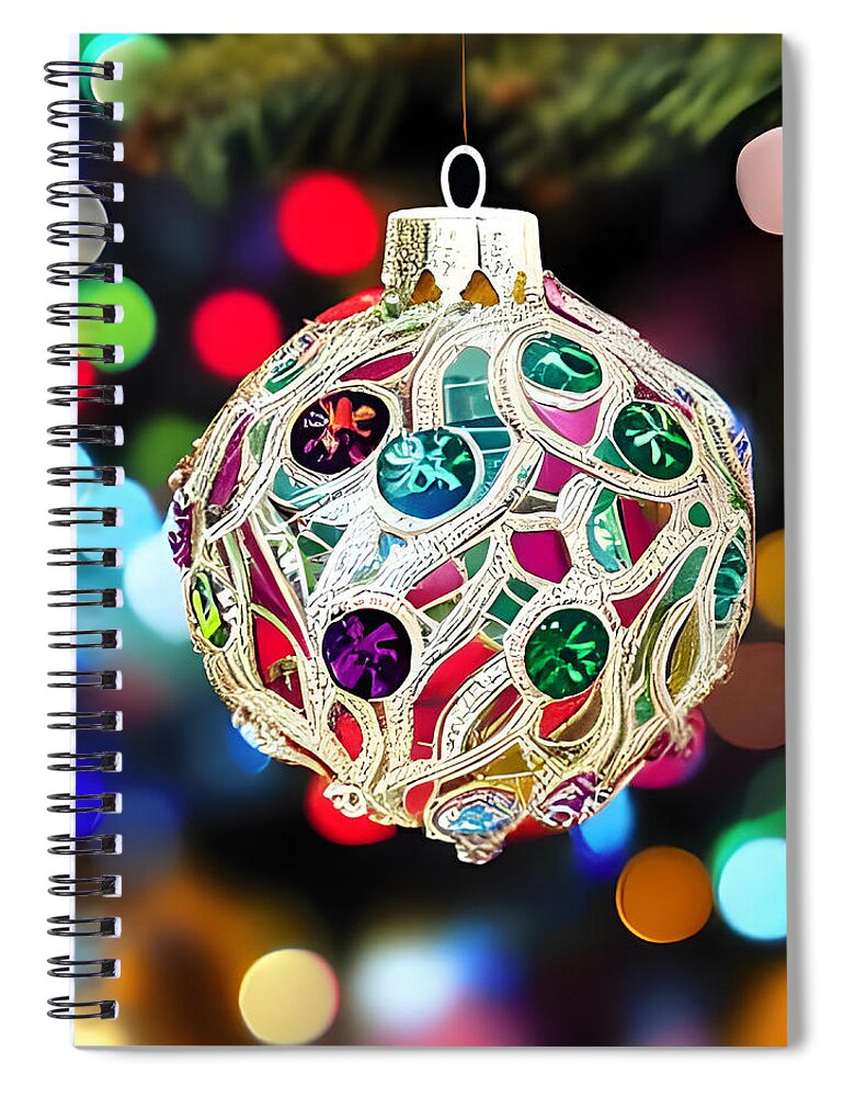 Newby Spiral Notebook featuring the digital art Antique Ornament 2022 by Cindy's Creative Corner