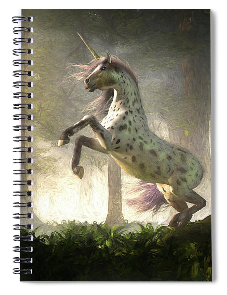 Appaloosa Spiral Notebook featuring the digital art Appaloosa Unicorn by Daniel Eskridge