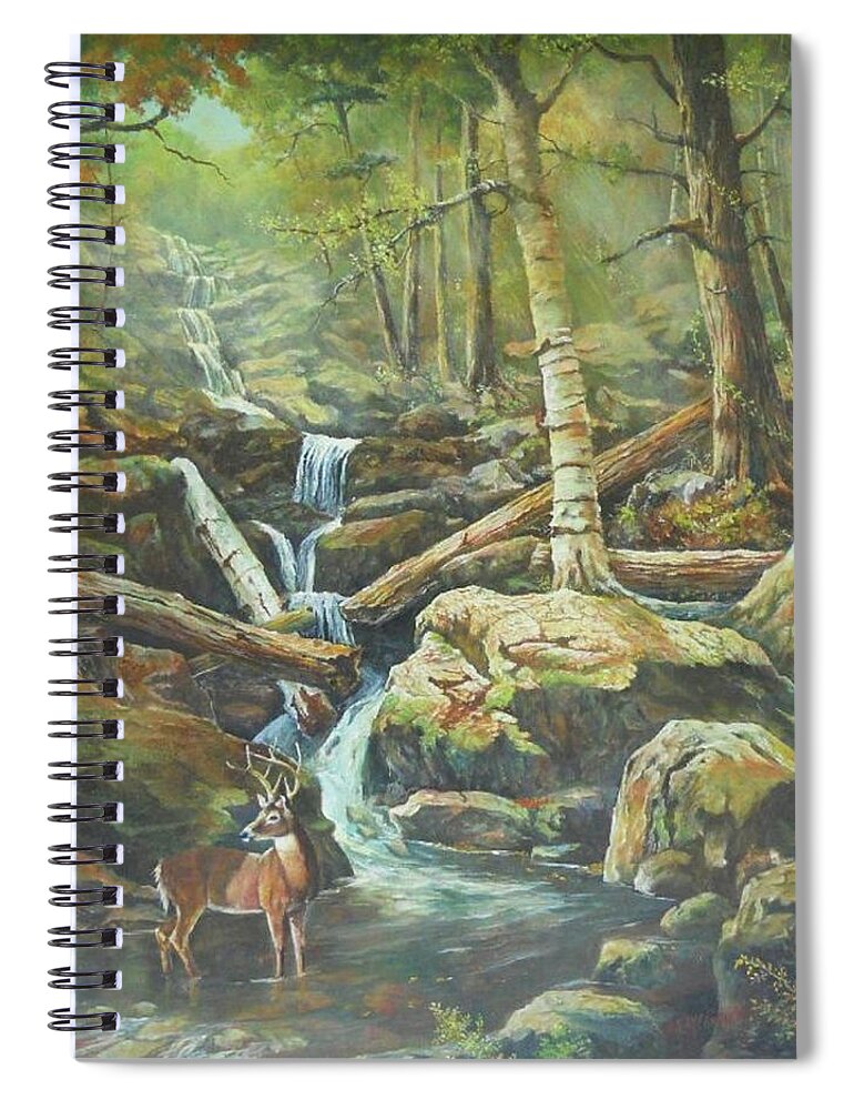 Waterfalls Spiral Notebook featuring the painting Applachia by ML McCormick
