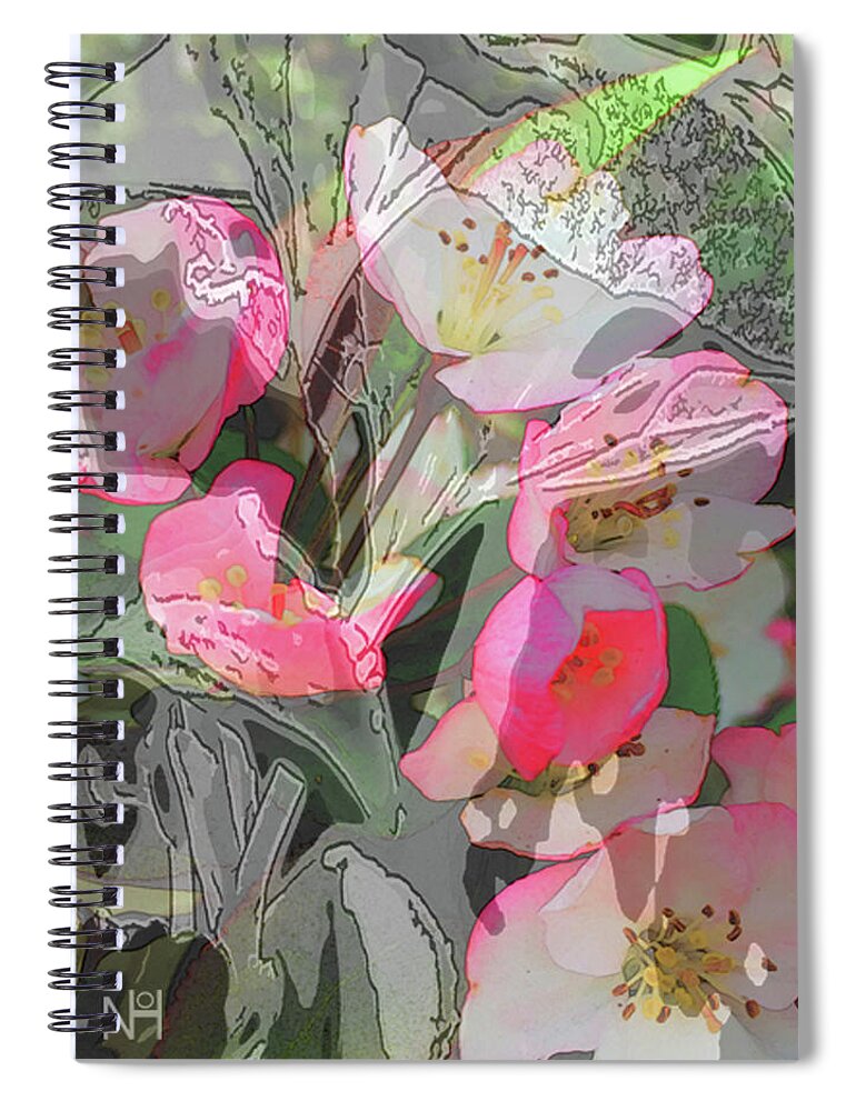 Flowers Spiral Notebook featuring the digital art Apple Blooms at Easter by Nancy Olivia Hoffmann