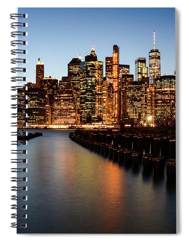 New York Spiral Notebook featuring the photograph Apple Empire - Lower Manhattan Skyline. New York City by Earth And Spirit