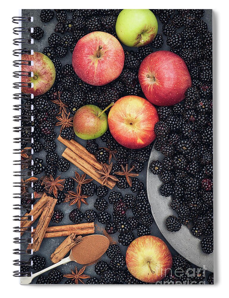 Blackberry Spiral Notebook featuring the photograph Apples Blackberries and Spice by Tim Gainey
