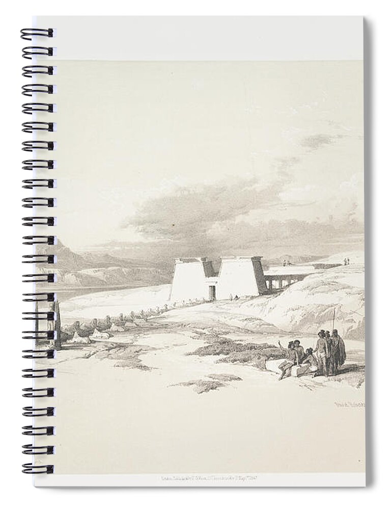 Approach To The Temple Of Wady Saboua Spiral Notebook featuring the painting Approach to the temple of Wady Saboua, Nubia ca 1842 - 1849 by William Brockedon, by Artistic Rifki