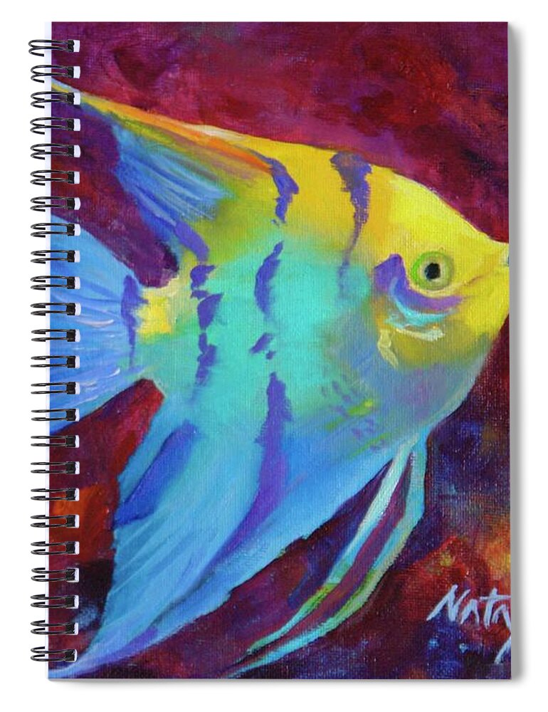 Aquatic Spiral Notebook featuring the painting Aquatic Angel by Nataya Crow
