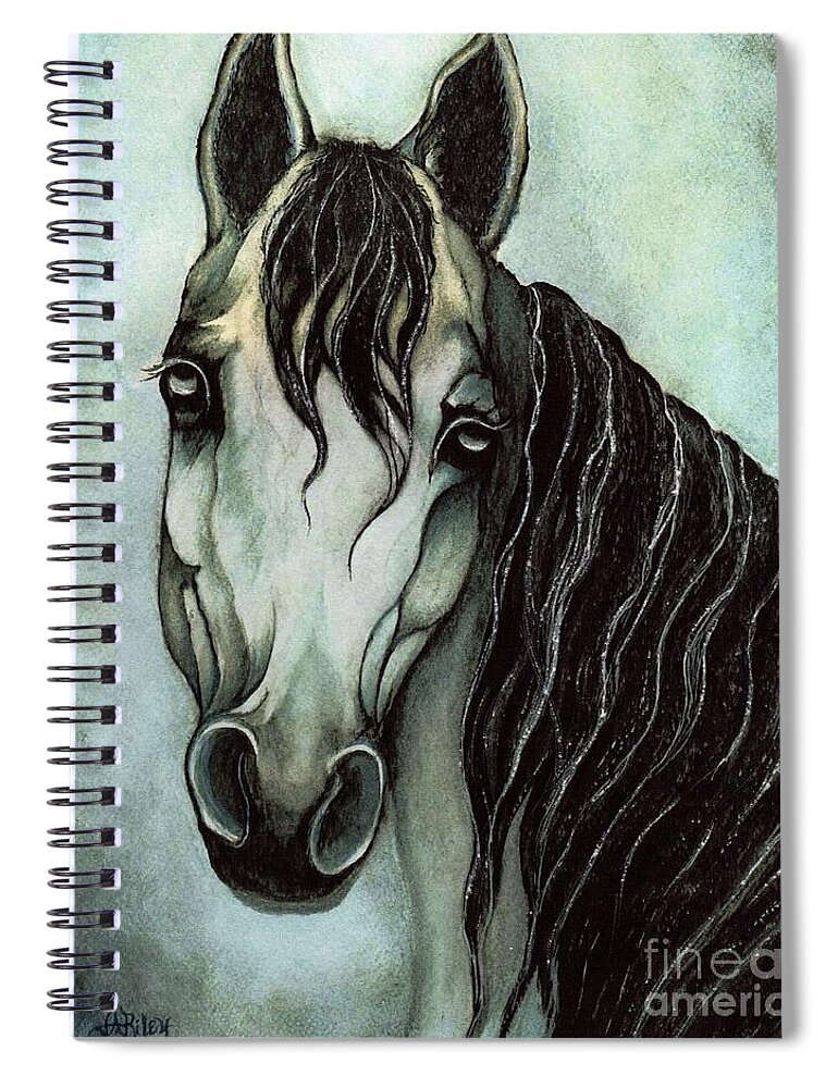 Arabian Spiral Notebook featuring the painting Arabian horse by Janine Riley
