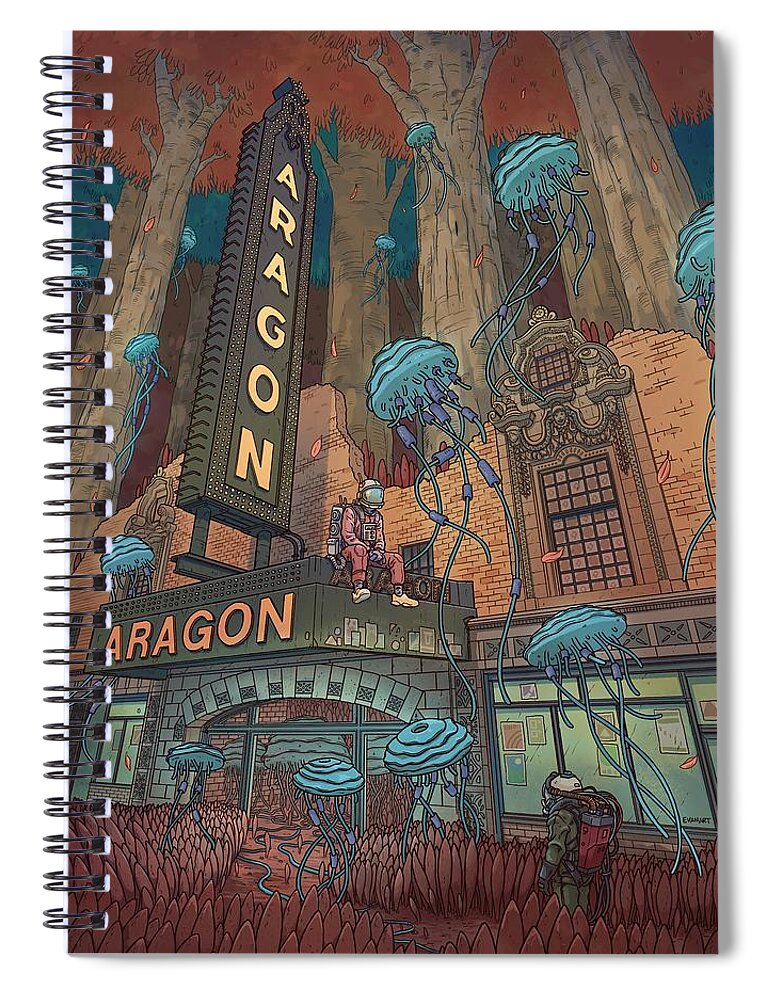 Chicago Spiral Notebook featuring the digital art Aragon Ballroom by EvanArt - Evan Miller