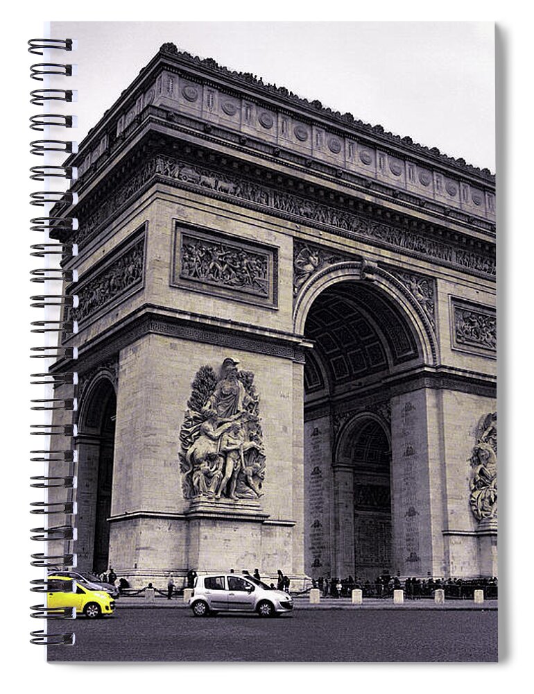 Arc De Triomphe Spiral Notebook featuring the photograph Arc de Triomphe Avec du Jaune by Susan Maxwell Schmidt