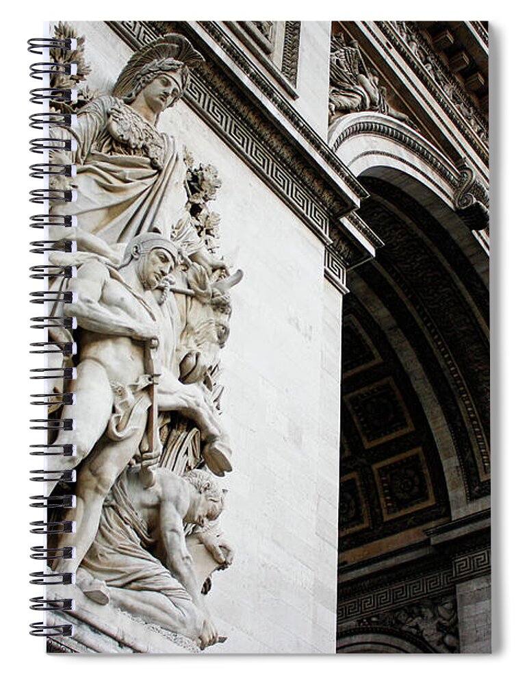 Paris Spiral Notebook featuring the photograph Arc de Triomphe Close Up by Wilko van de Kamp Fine Photo Art