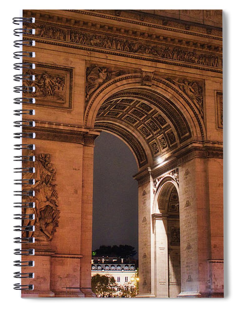 Arch Spiral Notebook featuring the photograph Arc De Triomphe Night Glow by Portia Olaughlin