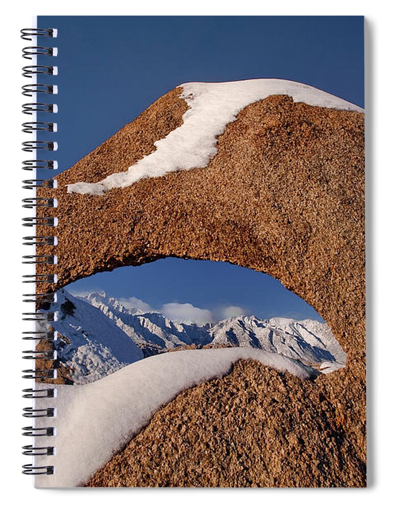 Dave Welling Spiral Notebook featuring the photograph Arch In Snow Alabama Hills California by Dave Welling
