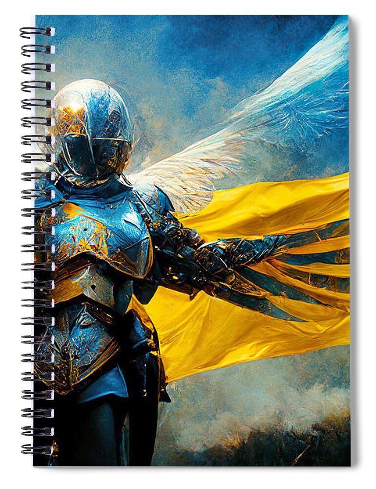 Angel Of Peace Spiral Notebook featuring the painting Archangel of Victory by Vart