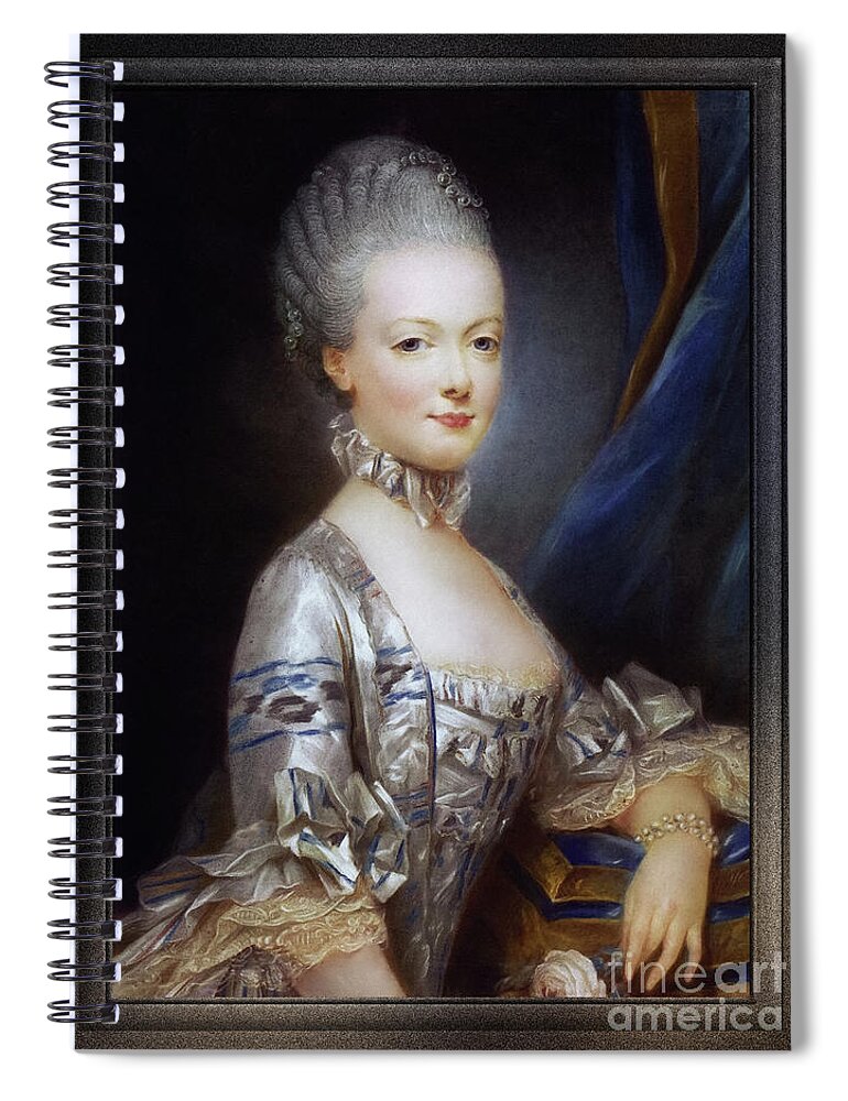 Archduchess Maria Antonia Of Austria Spiral Notebook featuring the painting Archduchess Maria Antonia of Austria by Joseph Ducreux Classical Fine Art Old Masters Reproduction by Xzendor7